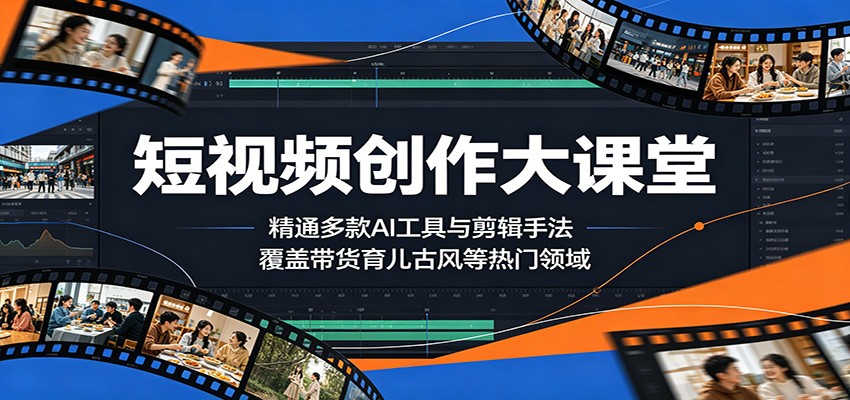 短视频创作大课堂:精通多款AI工具与剪辑手法,覆盖带货、育儿、古风等热门领域-800资源网