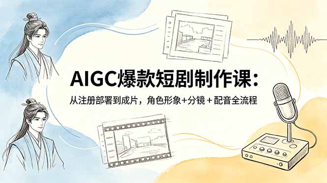 AIGC爆款短剧制作课:从注册部署到成片,角色形象+分镜+配音全流程-800资源网