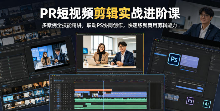 PR短视频剪辑实战进阶课，多案例全技能精讲，联动PS协同创作，快速练就商用剪辑能力-800资源网