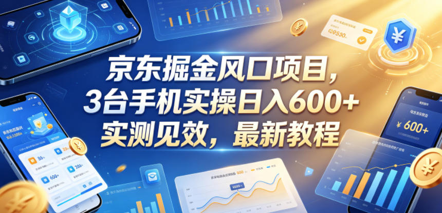 京东掘金风口项目,3台手机实操日入600+,实测见效,最新教程-800资源网