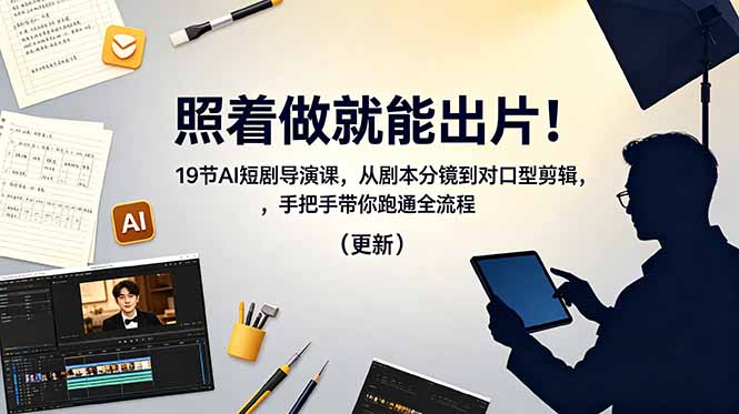 照着做就能出片!19节AI短剧导演课,从剧本分镜到对口型剪辑,手把手带你跑通全流程(更新)-800资源网