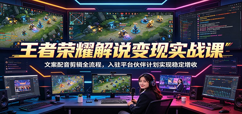 王者荣耀解说变现实战课:文案配音剪辑全流程,入驻平台伙伴计划实现稳定增收-800资源网
