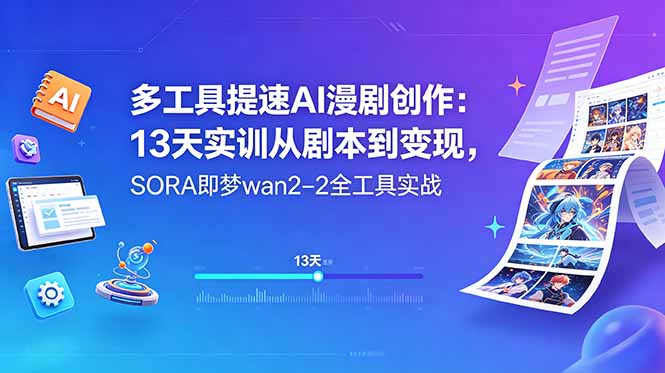 多工具提速AI漫剧创作:13天实训从剧本到变现,SORA即梦wan2-2全工具实战-800资源网