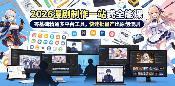 2026 AI漫剧制作一站式全能课，零基础精通多平台工具，快速批量产出原创漫剧-800资源网