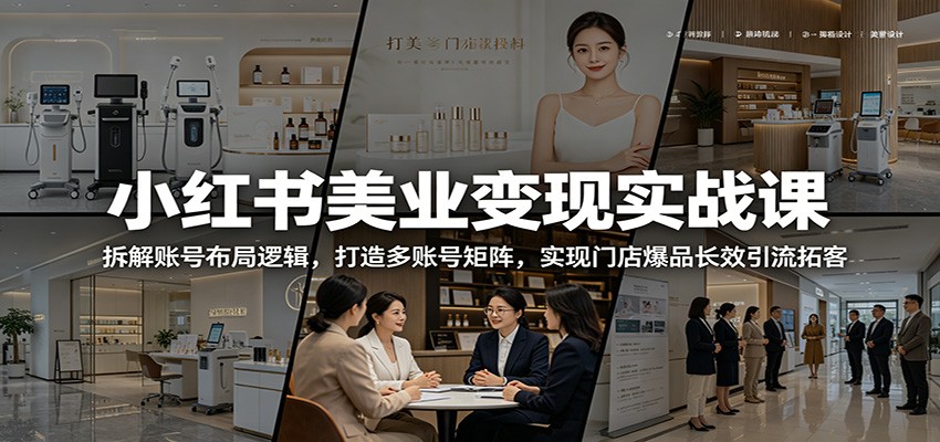 小红书美业变现实战课：拆解账号布局逻辑，打造多账号矩阵，实现门店爆品长效引流拓客-800资源网
