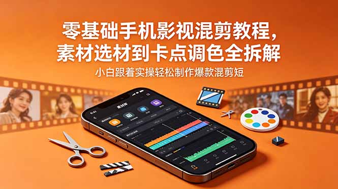 零基础手机影视混剪教程，素材选材到卡点调色全拆解，小白跟着实操轻松制作爆款混剪短片-800资源网
