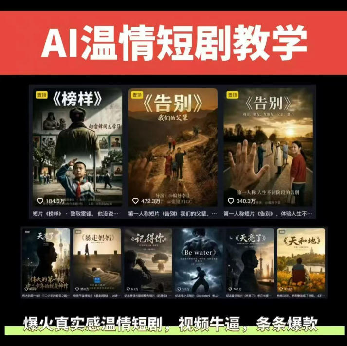 抖音58W粉丝博主的AI温情短剧玩法，条条爆款，伙伴计划+精选独家收益，商单收徒等-800资源网