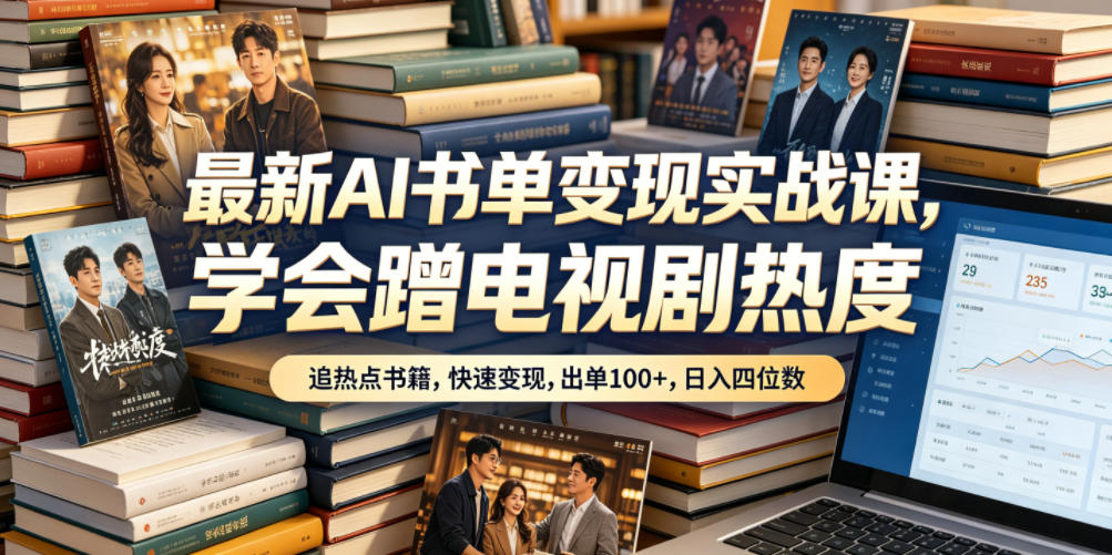 最新AI书单变现实战课，学会蹭电视剧热度，追热点书籍，快速变现，出单100+，日入四位数-800资源网