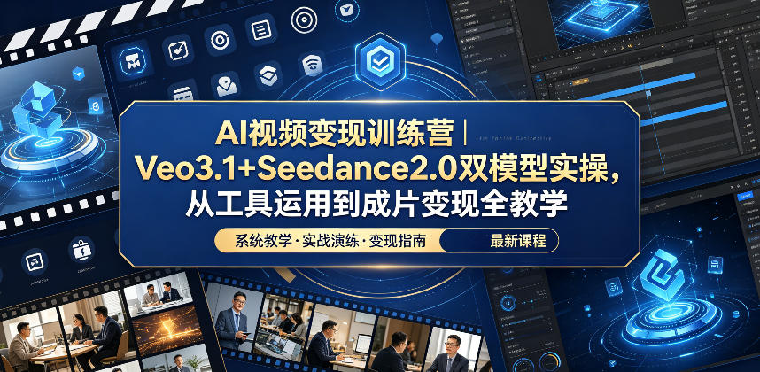 AI视频变现训练营｜Veo3.1+Seedance2.0双模型实操，从工具运用到成片变现全教学-800资源网
