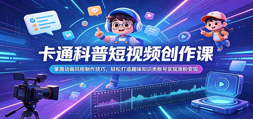 卡通科普短视频创作课:掌握动画风格制作技巧,轻松打造趣味知识类账号实现涨粉变现-800资源网