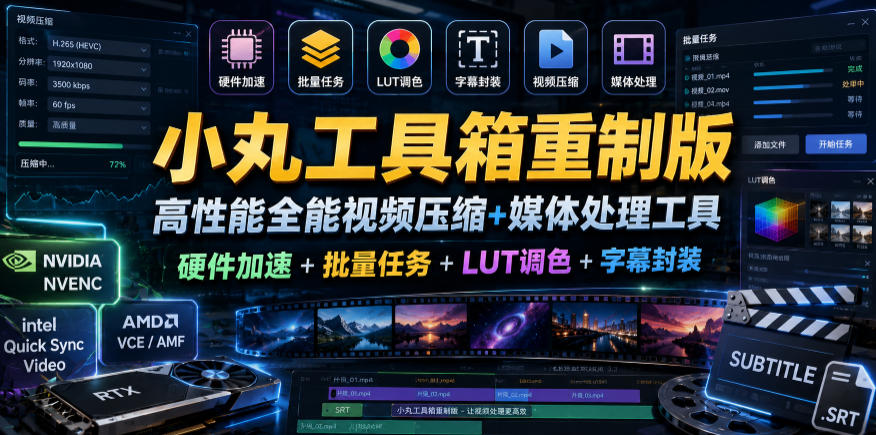 小丸工具箱重制版–高性能全能视频压缩+媒体处理工具｜硬件加速+批量任务+LUT调色+字幕封装-800资源网