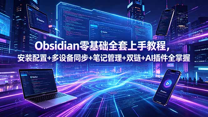 Obsidian零基础全套上手教程，安装配置+多设备同步+笔记管理+双链+AI插件全掌握-800资源网