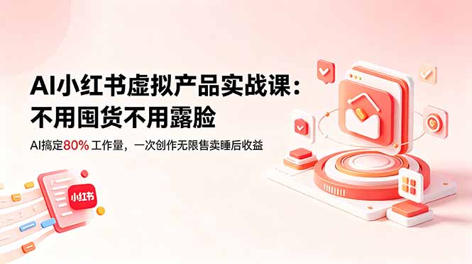 AI小红书虚拟产品实战课-更新:不用囤货不用露脸,AI搞定80%工作量,一次创作无限售卖睡后收益-800资源网