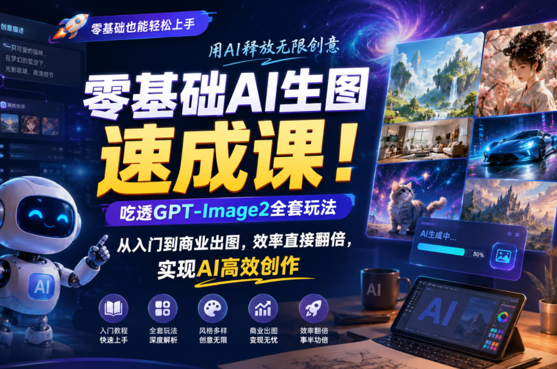 零基础AI生图速成课!吃透GPT-Image2全套玩法,从入门到商业出图,效率直接翻倍,实现AI高效创作-800资源网