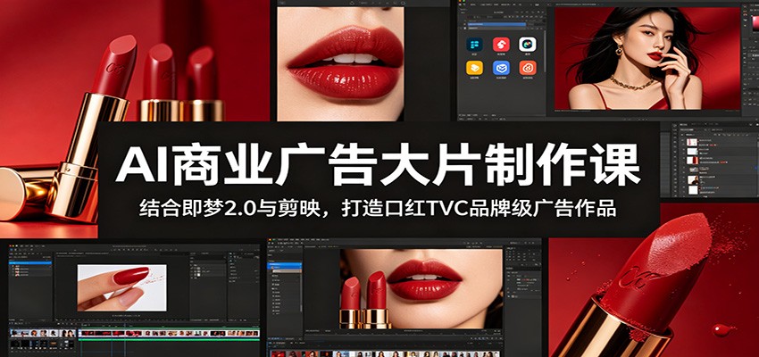 AI商业广告大片制作课:结合即梦2.0与剪映,打造口红TVC品牌级广告作品-800资源网