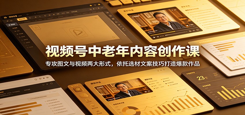 视频号中老年内容创作课:专攻图文与视频两大形式,依托选材文案技巧打造爆款作品-800资源网