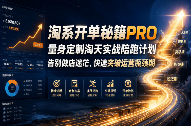 淘系开单秘籍PRO,量身定制淘天实战陪跑计划,告别做店迷茫、快速突破运营瓶颈期(2026年6月11)-800资源网