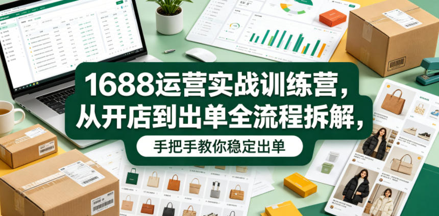 1688运营实战训练营,从开店到出单全流程拆解,手把手教你稳定出单-800资源网