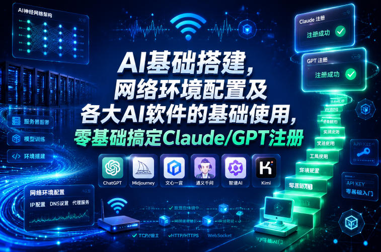 AI基础搭建，网络环境配置及各大AI软件的基础使用，零基础搞定Claude/GPT注册-800资源网