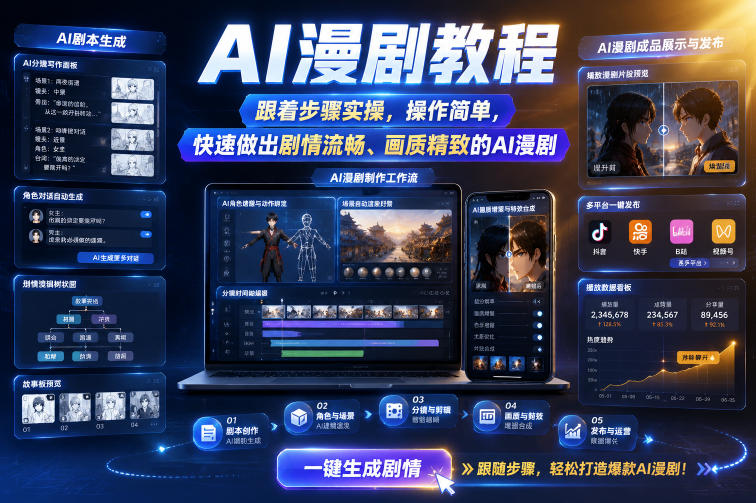AI漫剧教程,跟着步骤实操,操作简单,快速做出剧情流畅、画质精致的AI漫剧-800资源网