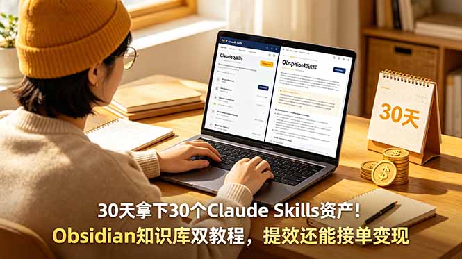 30天拿下30个Claude Skills资产!Obsidian知识库双教程,提效还能接单变现-800资源网