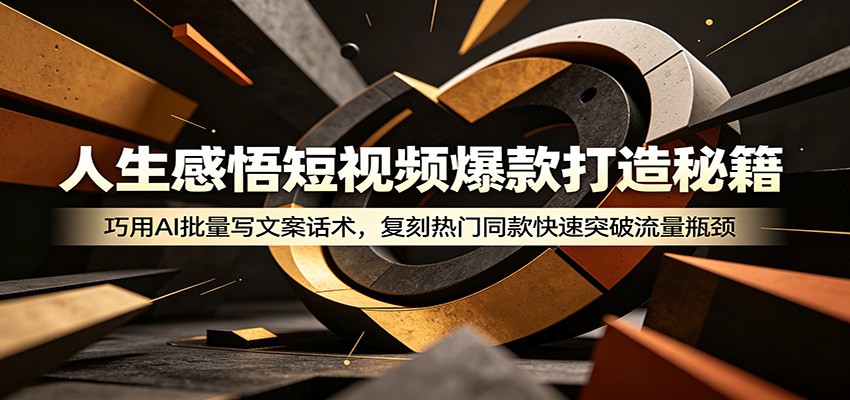 人生感悟短视频爆款打造秘籍:巧用A 批量写文案话术,复刻热门同款快速突破流量瓶颈-800资源网