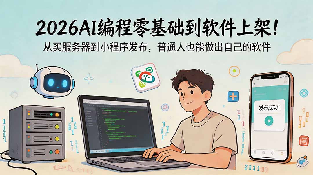 2026AI编程零基础到软件上架!从买服务器到小程序发布,普通人也能做出自己的软件-800资源网