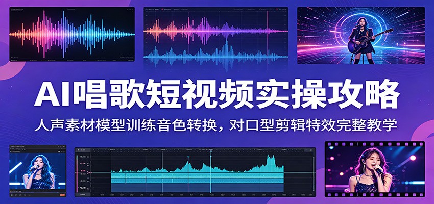 AI唱歌短视频实操攻略:人声素材模型训练音色转换,对口型剪辑特效完整教学-800资源网