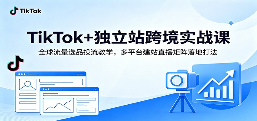 TikTok+独立站跨境实战课:全球流量选品投流教学,多平台建站直播矩阵落地打法-800资源网