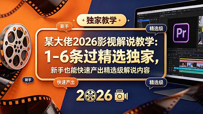 某大佬2026影视解说教学:1-6条过精选独家,新手也能快速产出精选级解说内容-800资源网