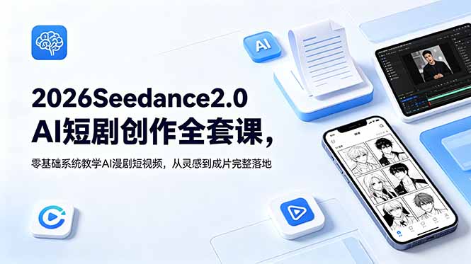 2026Seedance2.0AI短剧创作全套课，零基础系统教学AI漫剧短视频，从灵感到成片完整落地-800资源网