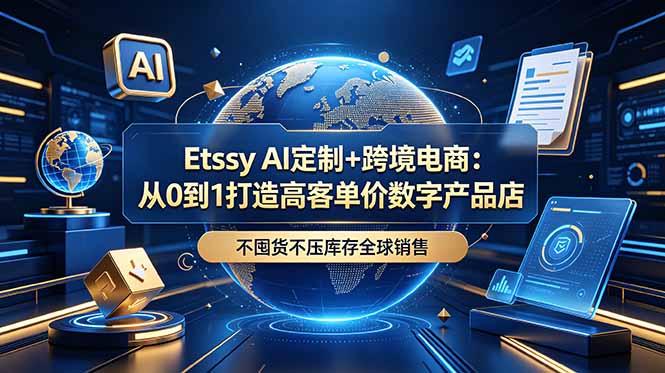 Etsy AI定制+跨境电商:从0到1打造高客单价数字产品店,不囤货不压库存全球销售-800资源网