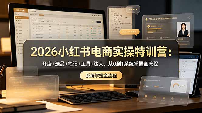 2026小红书电商实操特训营:开店+选品+笔记+工具+达人,从0到1系统掌握全流程-800资源网