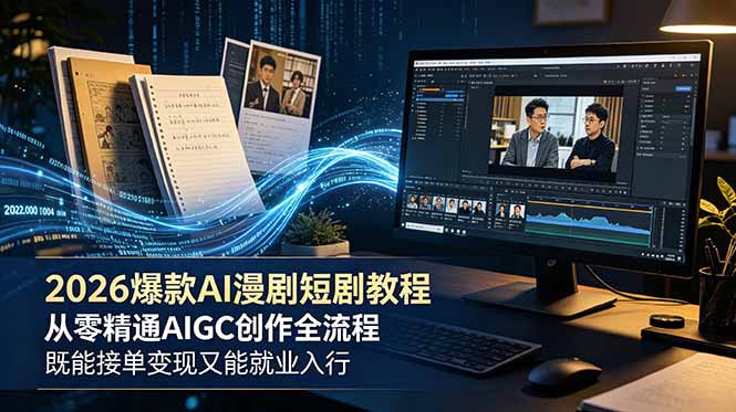 2026 爆款 AI 漫剧短剧教程 从零精通 AIGC 创作全流程 既能接单变现又能就业入行-800资源网