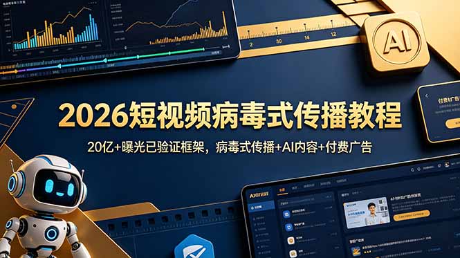 2026短视频病毒式传播教程：20亿+曝光已验证框架，病毒式传播+AI内容+付费广告-800资源网