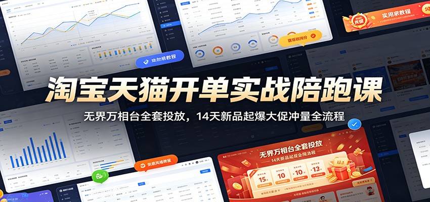 淘宝天猫开单实战陪跑课:无界万相台全套投放,14天新品起爆大促冲量全流程-800资源网