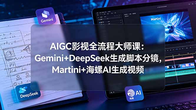 AIGC影视全流程大师课:Gemini+DeepSeek生成脚本分镜,Martini+海螺AI生成视频-800资源网