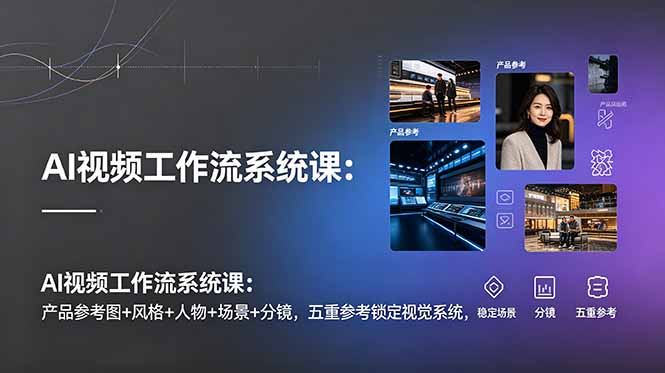AI视频工作流系统课:产品参考图+风格+人物+场景+分镜,五重参考锁定视觉系统,稳定产出高质量视频-800资源网