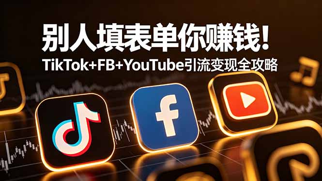 别人填表单你赚钱！TikTok+FB+YouTube 引流变现全攻略【原创双语字幕】-800资源网