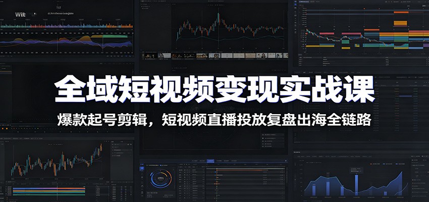 全域短视频变现实战课：爆款起号剪辑，短视频直播投放复盘出海全链路-800资源网