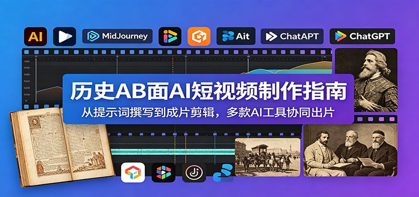 历史AB面AI短视频制作指南：从提示词撰写到成片剪辑，多款AI工具协同出片-800资源网