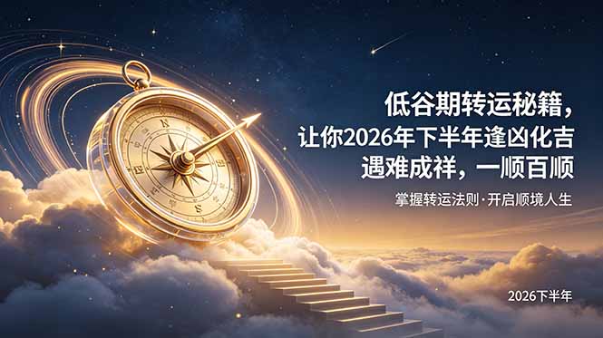 付费文章：低谷期转运秘籍，让你2026年下半年逢凶化吉，遇难成祥，一顺百顺。-800资源网