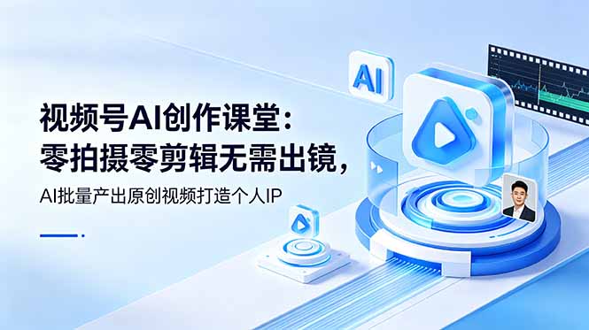 视频号AI创作课堂：零拍摄零剪辑无需出镜，AI批量产出原创视频打造个人IP-800资源网