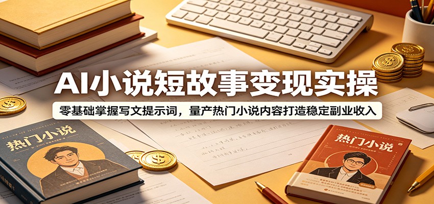 AI小说短故事变现实操：零基础掌握写文提示词，量产热门小说内容打造稳定副业收入-800资源网
