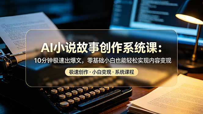 AI小说故事创作系统课：10分钟极速出爆文，零基础小白也能轻松实现内容变现-800资源网