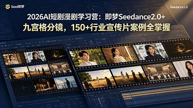 2026AI短剧漫剧学习营：即梦Seedance2.0+九宫格分镜，150+行业宣传片案例全掌握-800资源网