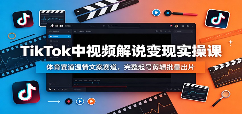 TikTok中视频解说变现实操课：体育赛道温情文案赛道，完整起号剪辑批量出片-800资源网