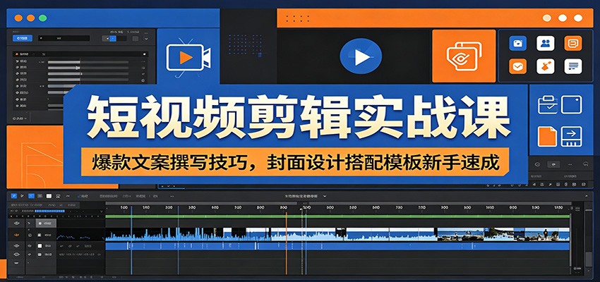 短视频剪辑实战课：爆款文案撰写技巧，封面设计搭配模板新手速成-800资源网