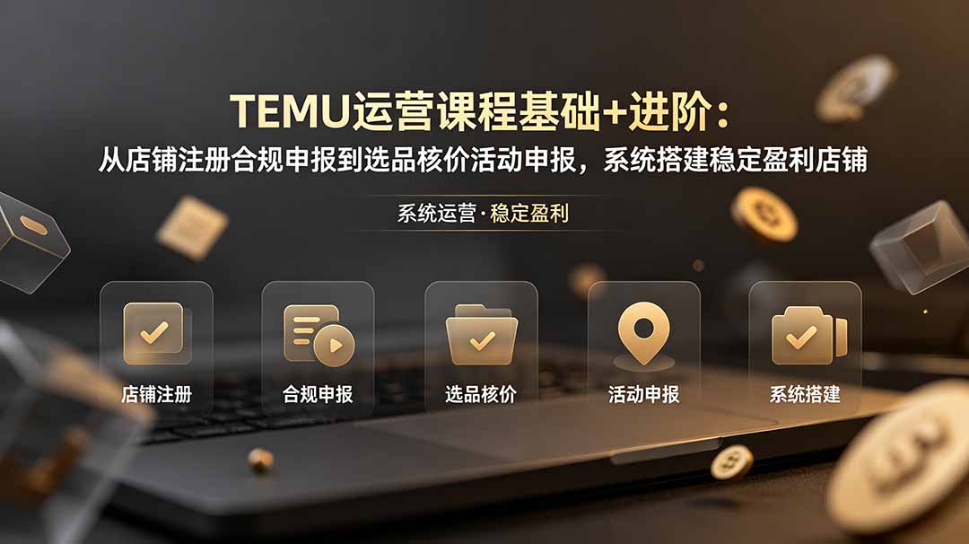 TEMU运营课程（基础+进阶）：从店铺注册合规申报到选品核价活动申报，系统搭建稳定盈利店铺-800资源网