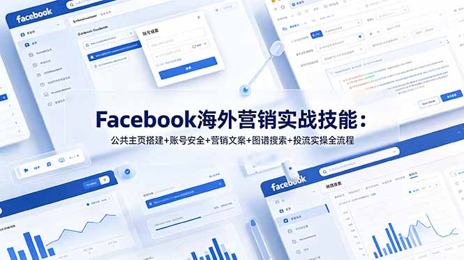 Facebook海外营销实战技能：公共主页搭建+账号安全+营销文案+图谱搜索+投流实操全流程-800资源网